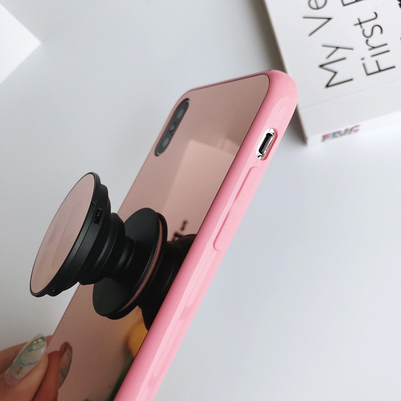 Ốp điện thoại tráng gương xinh xắn có giá đỡ đa năng cho iPhone X XS Max XR 8 7 6 6S Plus 11 Pro Max SE 2020