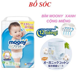 Bỉm Moony Xanh Nội Địa Nhật [FREESHIP] Moony Xanh Cộng Miếng Dán/Quần Đủ Size NB96/S90/M68/M64/L58/L50/XL44