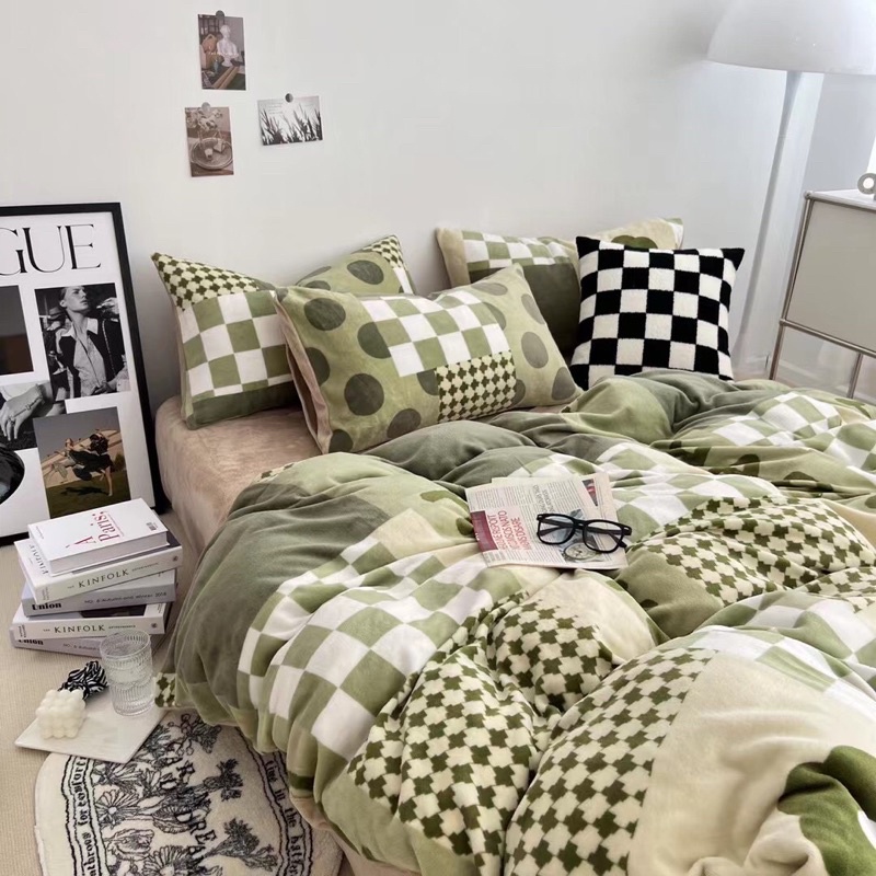 Chăn ga gối Nỉ nhung mịn Vintage SHOP vũ thị thơm