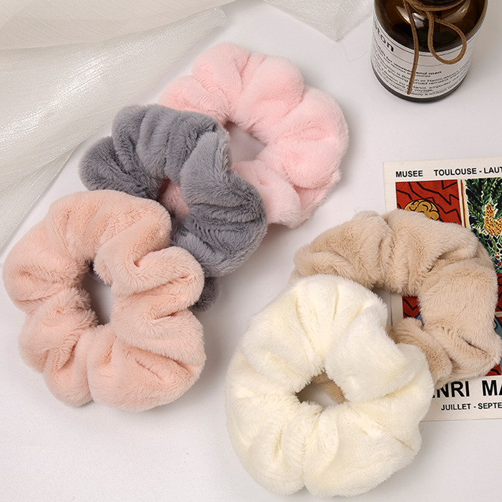 Dây Buộc Tóc Vải Lông Mềm Mại Ấm Áp Xinh Xắn Cho Nữ