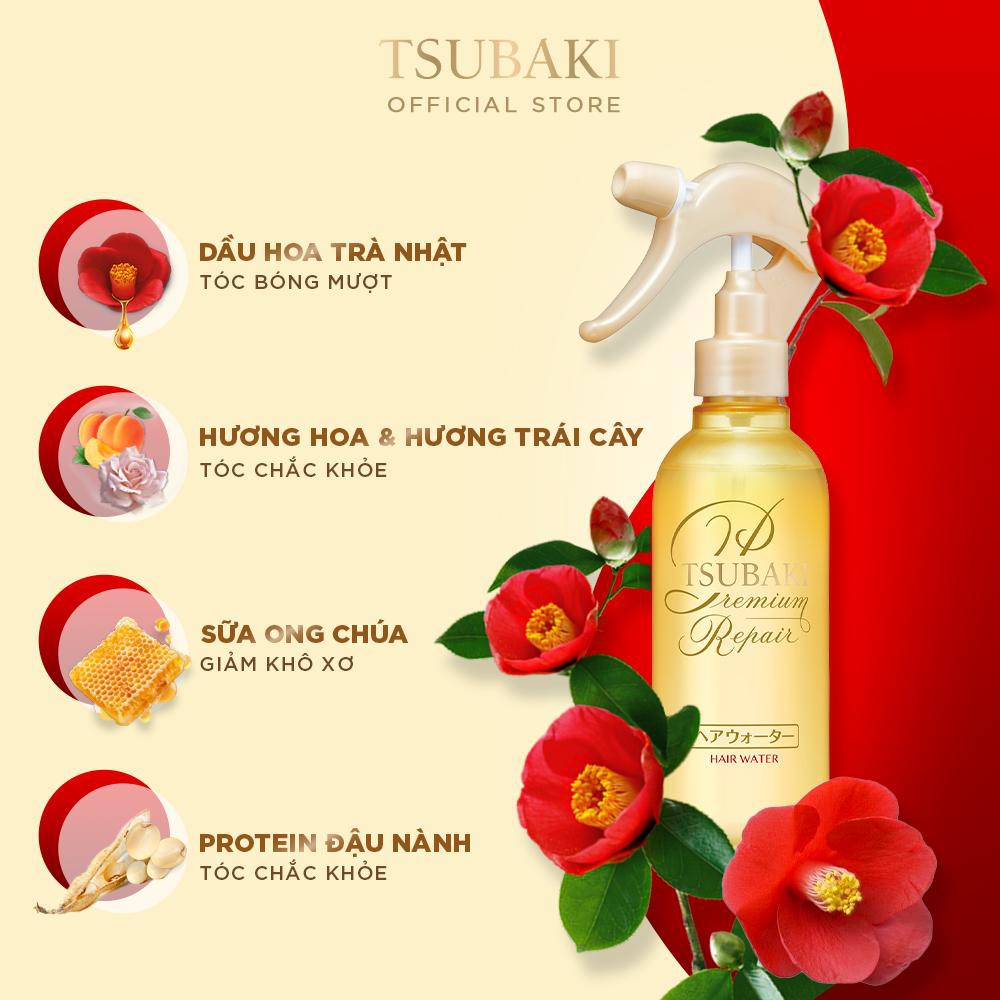 Xịt dưỡng tóc Tsubaki Premium Repair phục hồi hư tổn Hair Water 220ml - Be Glow Beauty