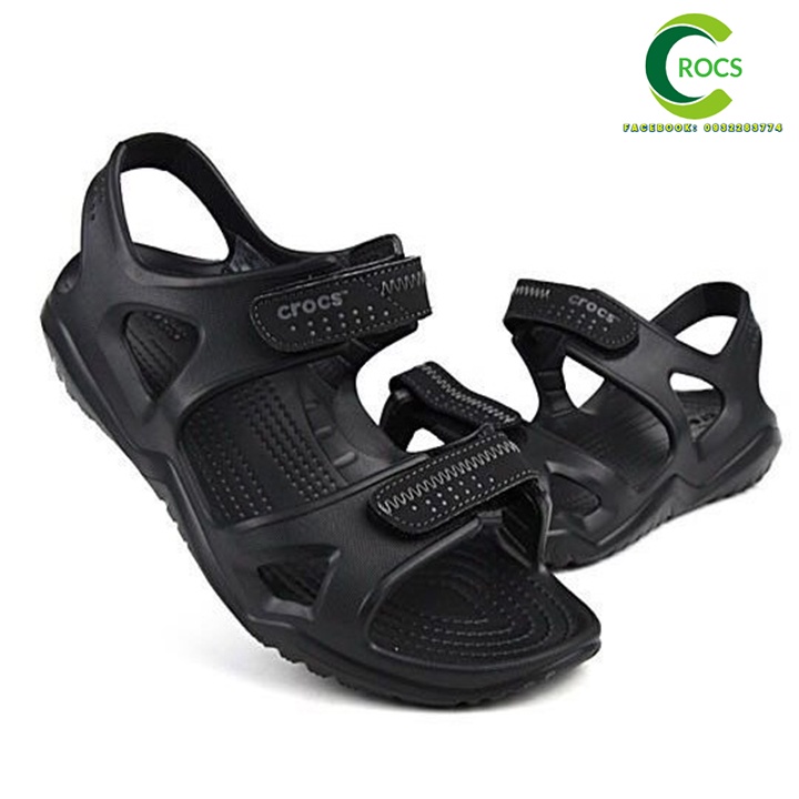Giày sandal nhựa chống hôi chân -Croslite-Swiftwater-river cho nam màu đen