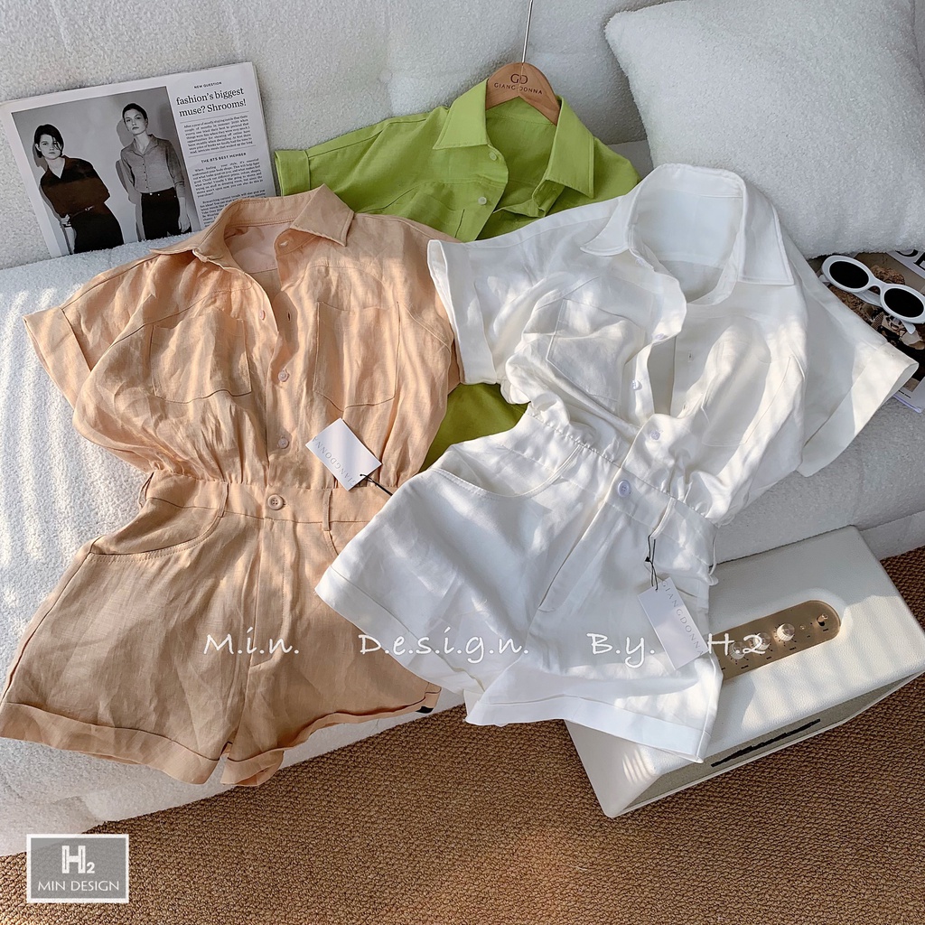 Jum nữ cổ đức cổ vest tay ngắn chất đũi loại một 2 size S, M xịn xòI Trần Hân Shop 5168