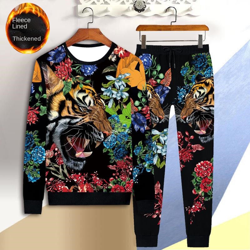 Bộ quần áo thể thao lót nhung phong cách Trung Hoa thời trang thu đông cho nam