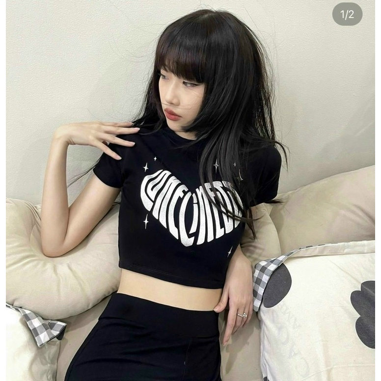 Áo CropTop In COMENESS ( Kèm hình thật )