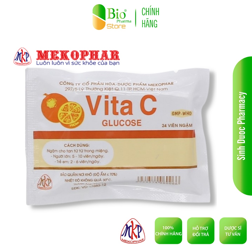 Kẹo ngậm C Vị Cam - Vita C Glucose (Gói 24 Viên ngậm) - Bổ sung Vitamin C, Tăng đề kháng
