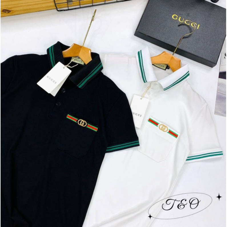 Áo Thun Thêu Gucci Cổ Bẻ Tay Ngắn Thấm Hút Mồ Hôi