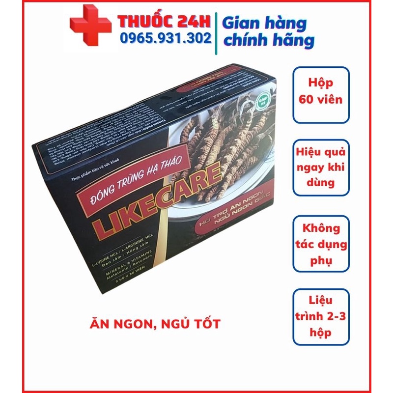 ✅  ĐÔNG TRÙNG HẠ THẢO LIKECARE Viên uống hỗ trợ ăn ngon ngủ tốt tăng cường sức khỏe