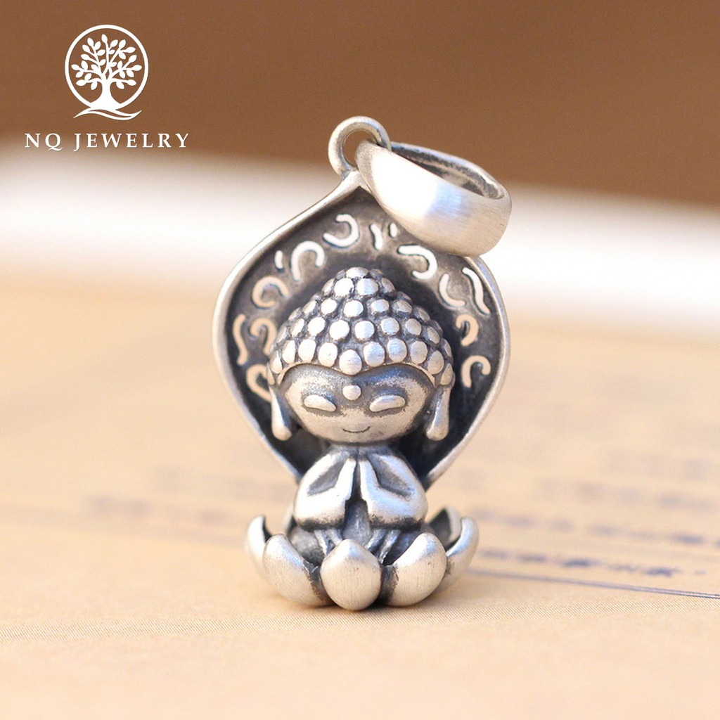 Charm bạc phật ngồi đài sen treo - Mặt dây chuyền bạc phật ngồi đài sen NQ Jewelry