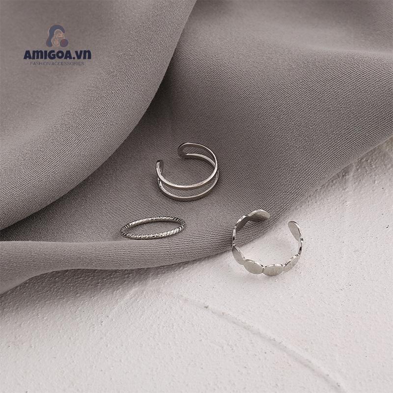 Bộ Nhẫn Hình Trái Tim/Bướm/Mặt Cười/Trái Tim/Mặt Cười Màu Vàng/Bạc Đơn Giản