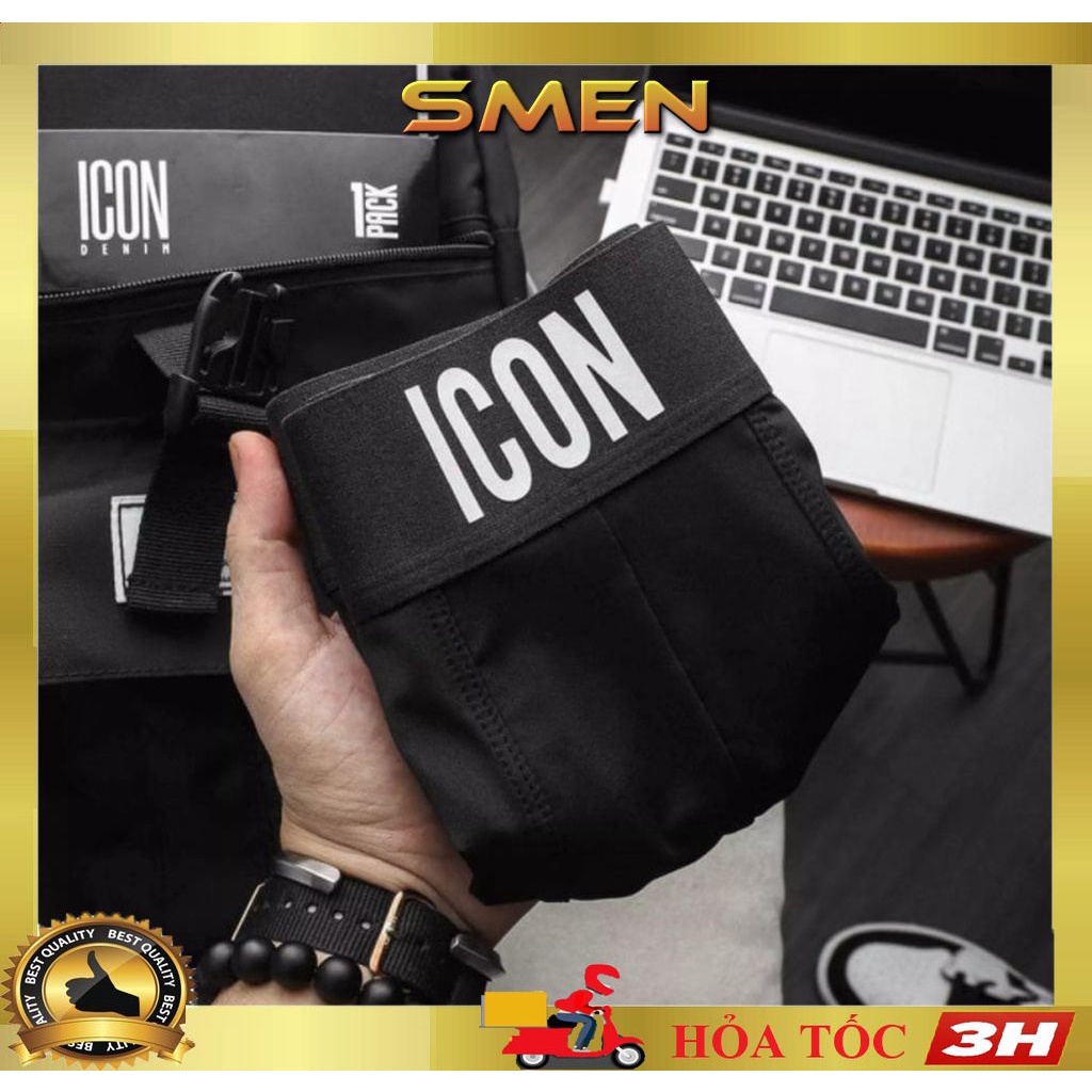 Quần Lót Nam Boxer Thun Lạnh Cotton ICON Co dãn 4 chiều, Quần sịp Nam Cotton Boxer ICON Denim Loại 1 (Che tên) - SMEN