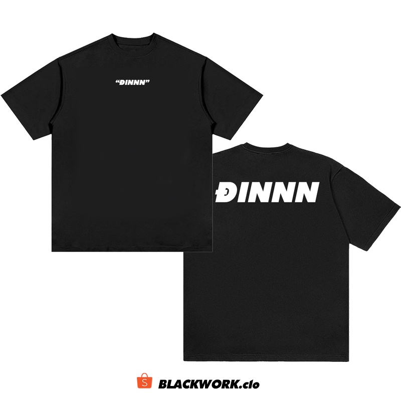 Áo Thun ĐINN KHÙM 100% Cotton Tay Lỡ Unisex - Đen/Trắng Cổ Tròn | Blackwork