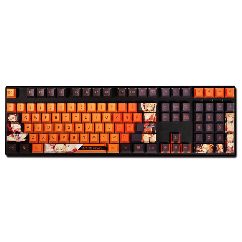 Genshin Impact Keycap Cherry Profile Chủ đề Naganohara Yoimiya Anime Keycap PBT Thuốc nhuộm 5 mặt Thăng hoa Bàn phím cơ Keycap 104 Phím