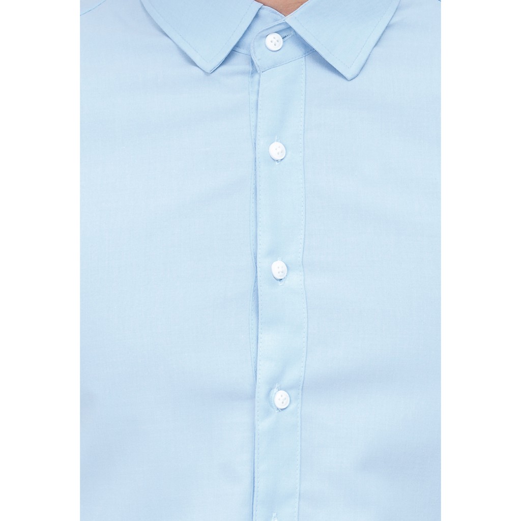 Áo sơ mi nam dài tay vải lụa trơn màu xanh da trời | BigBuy360 - bigbuy360.vn