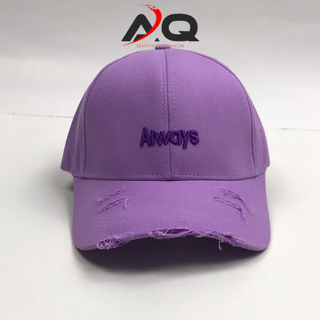 Mũ lưỡi trai Nón kết thêu chữ Always kiểu rách tua chất kaki cao cấp form unisex nam nữ hợp thời trang AQ STORE