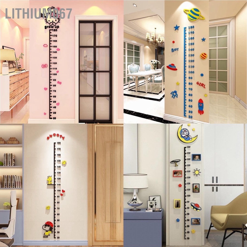 Tranh dán tường mica 3d thước đo chiều cao cho bé, thước đo kity - acrylic Trang trí nội thất Lithium067