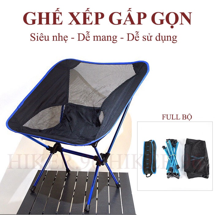Ghế Gấp Gọn Câu Cá - Ghế Vải Xếp Đa Năng Du Lịch, Dã Ngoại Khung Hợp Kim Nhôm Có Tựa Lưng Cao Cấp