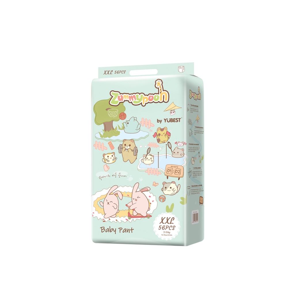 Tã bỉm Zummy Pooh chính hãng dán quần S80, M72, L66, XL60, XXL56, 3XL52