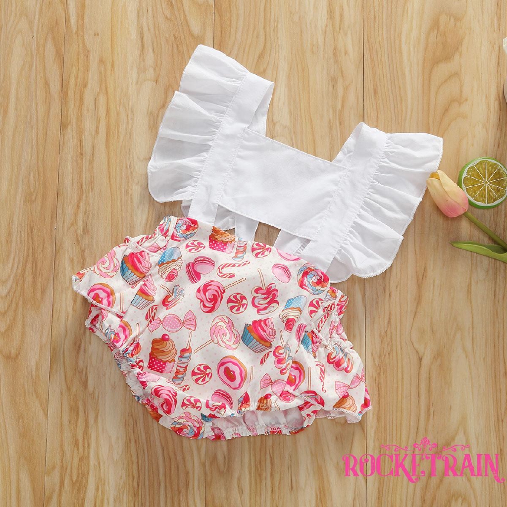 Jumpsuit Tay Cánh Tiên Chất Cotton Hoạ Tiết In Cho Bé Gái