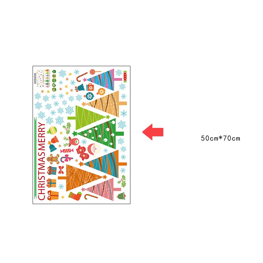 Decal Trang Trí Giáng Sinh Noel SK7074, Decal Trang Trí  Cây Thông Hoa Tuyết