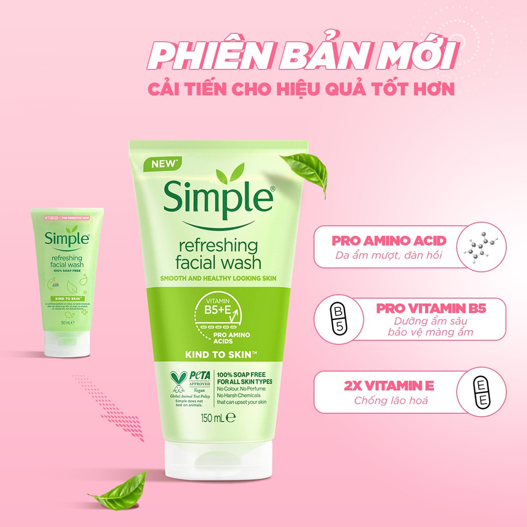 Combo dưỡng da trọn gói dịu nhẹ, sạch sâu Simple (Tẩy trang + Sữa rửa mặt + Toner + Sữa dưỡng)