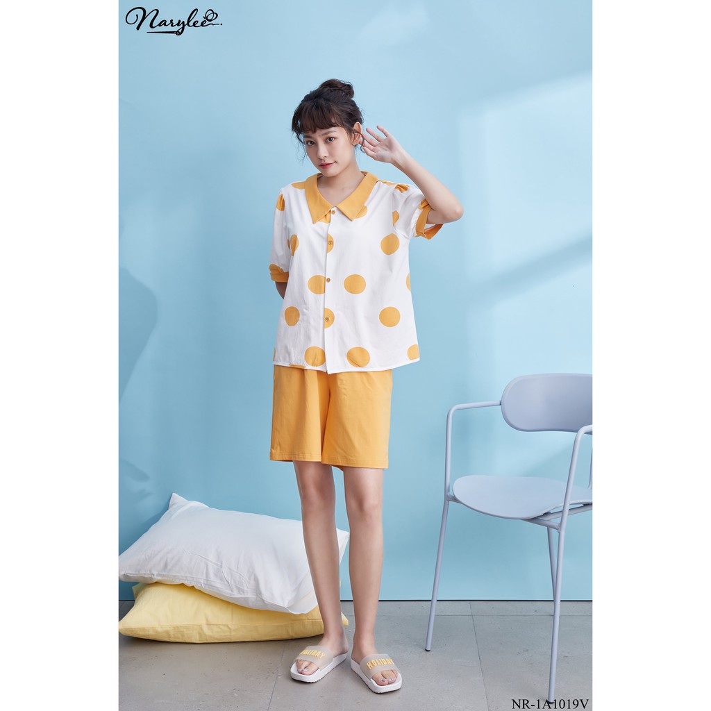 Bộ đồ mặc nhà áo cộc quần lửng 100% cotton cao cấp Narylee NR-1A1019