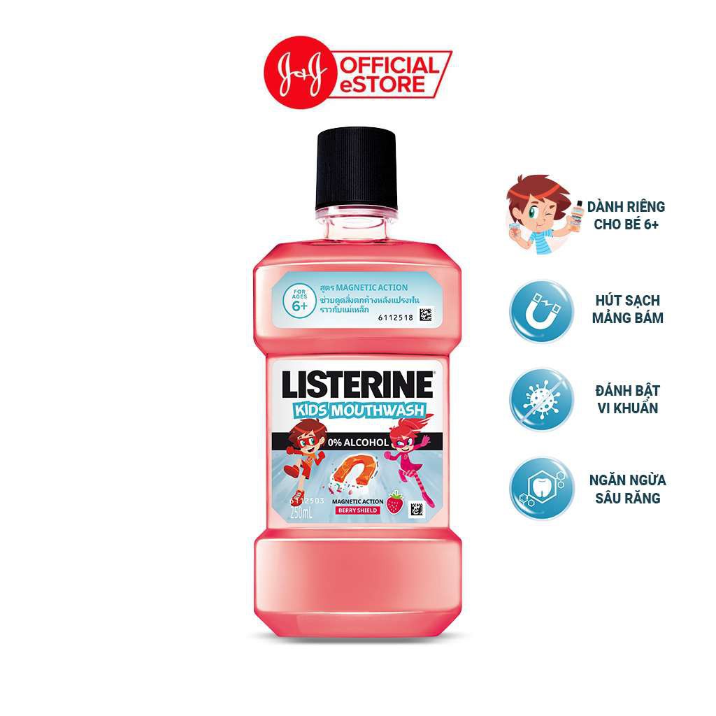 Nước súc miệng Listerine Kids Mouthwash hương dâu tây 250ml