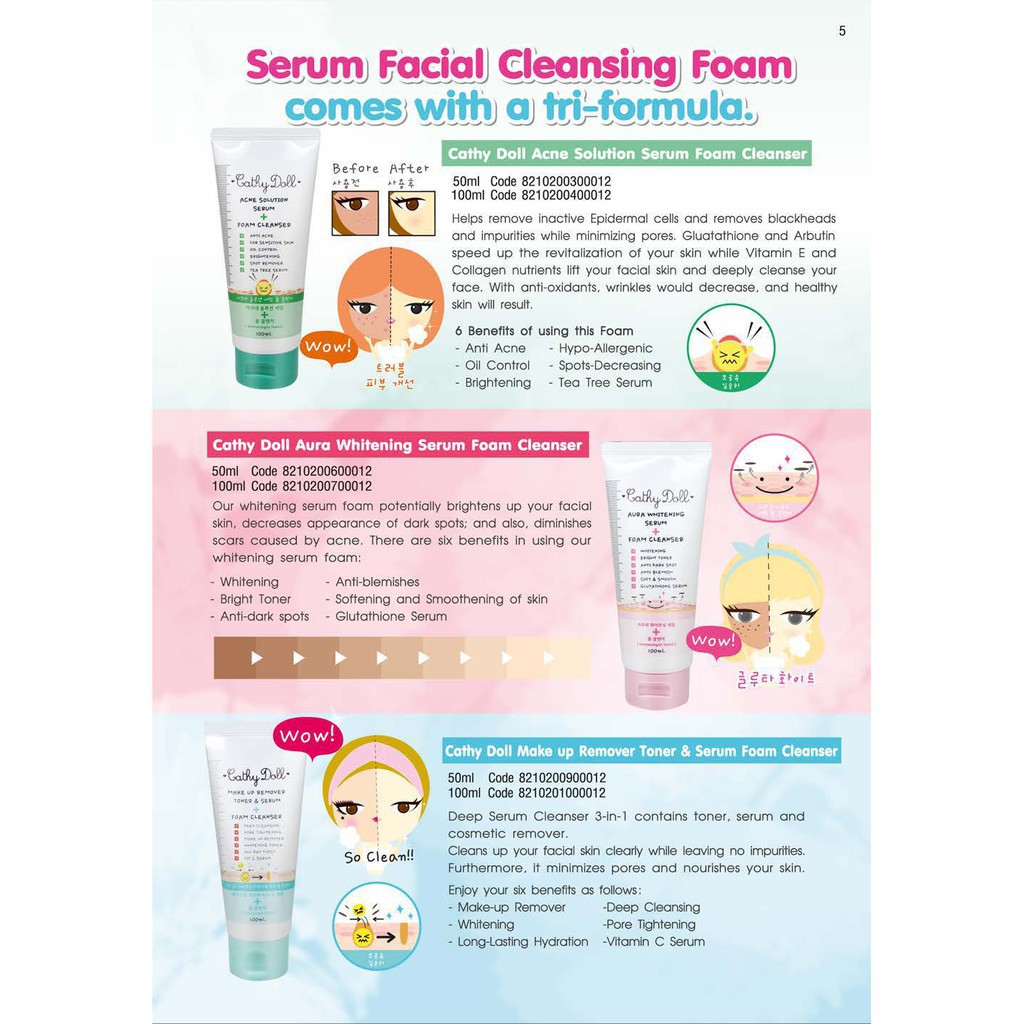 [FULL 3 MÀU] Sữa Rửa Mặt Cathy Doll Serum Foam Cleanser 100ml