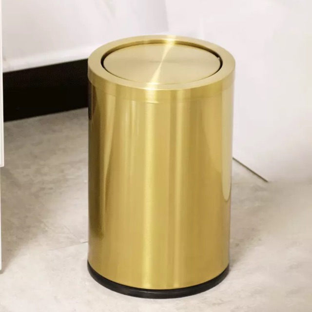 (Có sẵn )Thùng rác inox vàng cao cấp