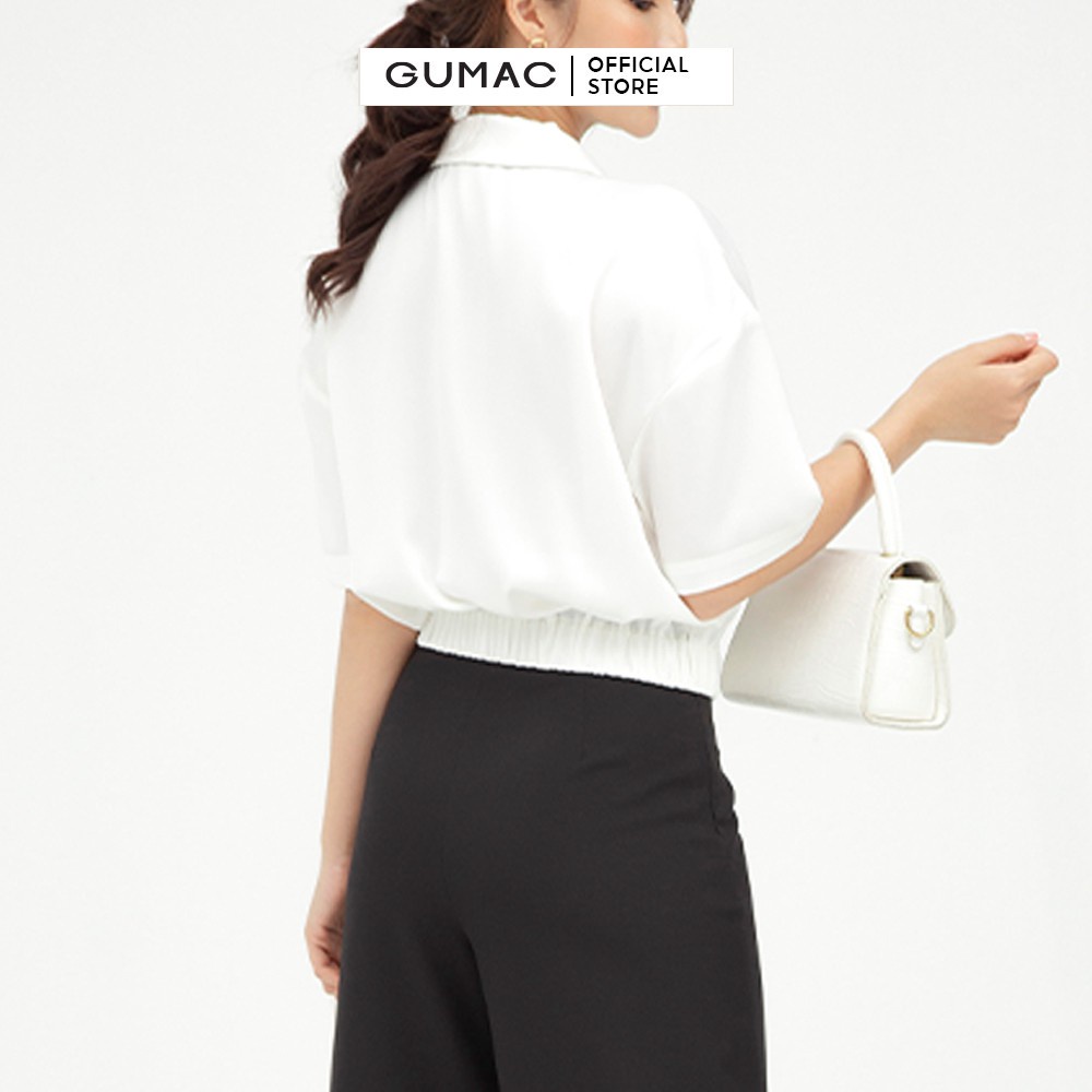 [Mã WABRGUM giảm 10% tối đa 30K đơn 99K] Áo kiểu nữ cổ danton phối túi GUMAC lai bo chun AB506