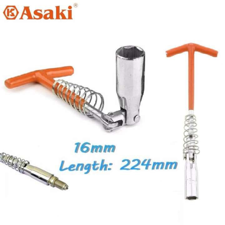 Tuýp mở bugi ô tô xe máy 16mm, cần siết mỏ leo asaki AK 7605, dụng cụ sửa chữa Kako store