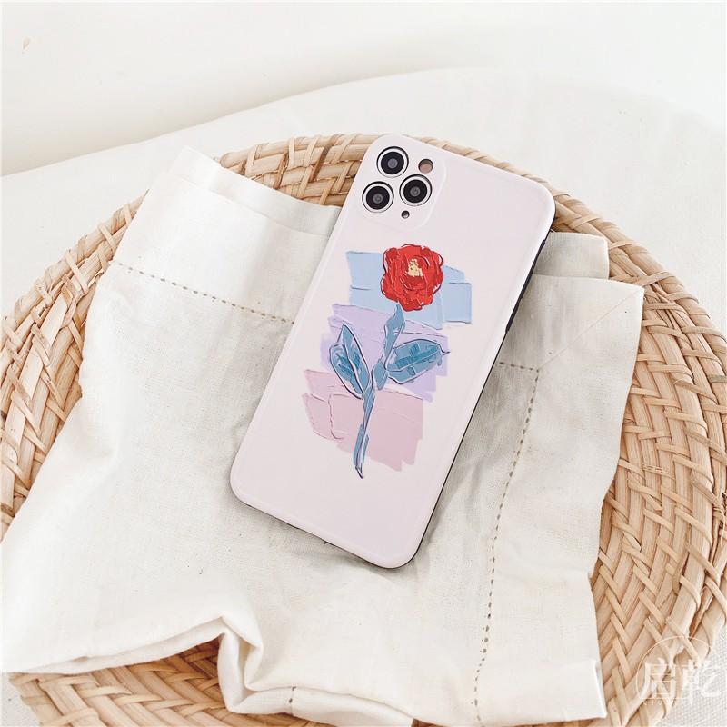 Ốp lưng iphone Hoa hồng IMD dày dặn viền nổi 5/5s/6/6plus/6s/6splus/7/7plus/8/8plus/x/xr/xs/11/12/pro/max/plus/promax | BigBuy360 - bigbuy360.vn