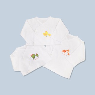 Set 3 áo vạt chéo cài nút mommy & me trắng-miomio