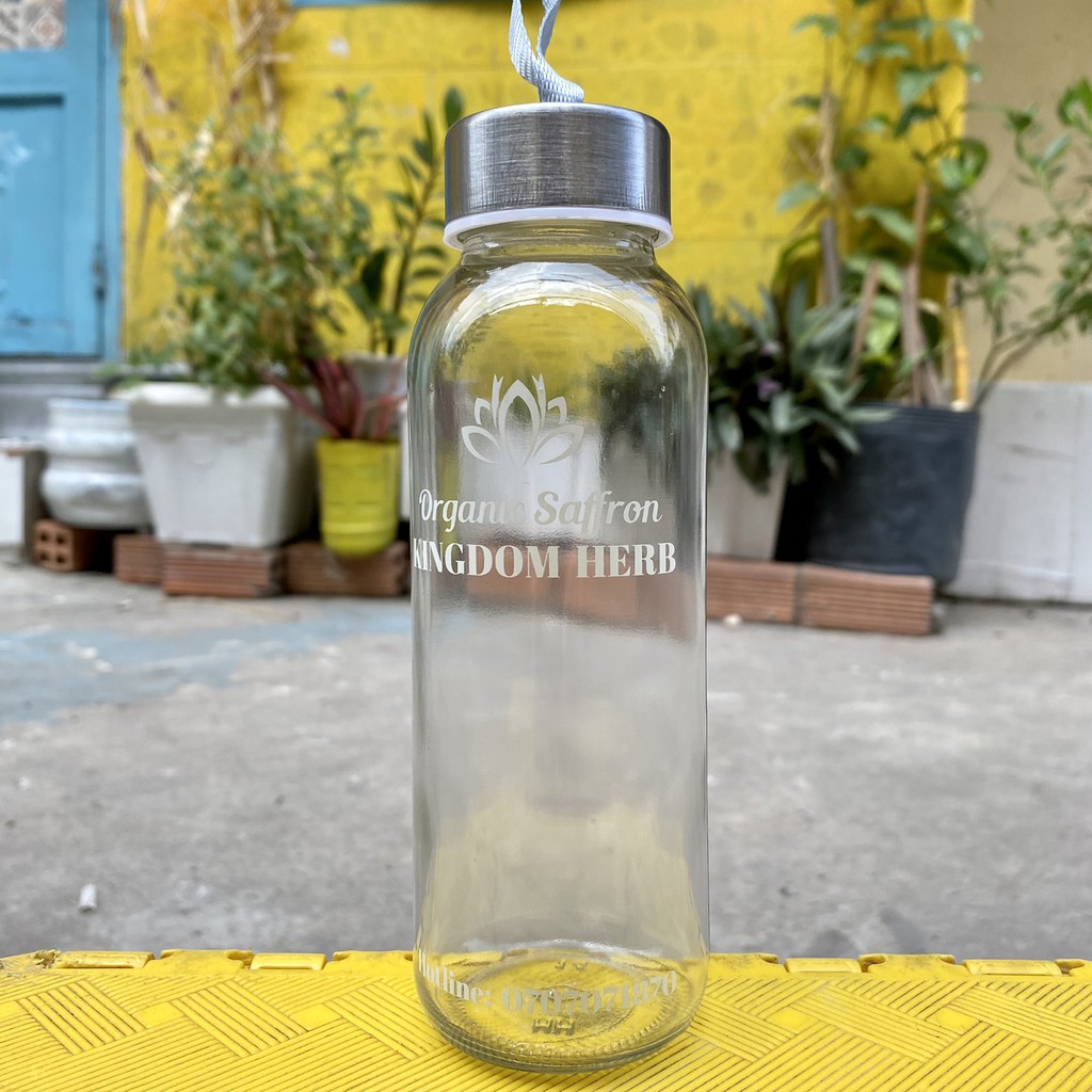 Bình thủy tinh saffron Kingdom cao cấp, chai thủy tinh có nắp đậy, dây xách 500ml | BigBuy360 - bigbuy360.vn
