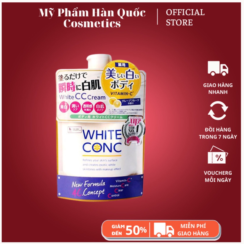 Sữa dưỡng thể trắng da nâng tone White Conc Vitamin C túi 200g Nhật Bản