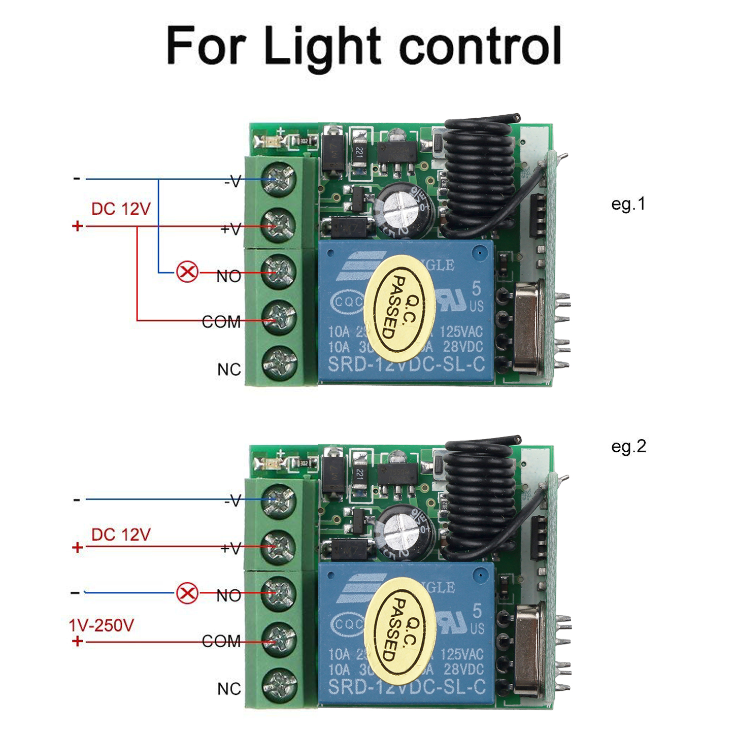 Relay module công tắc KEBIDUMEI 433MHz DC 12V điều khiển từ xa không dây