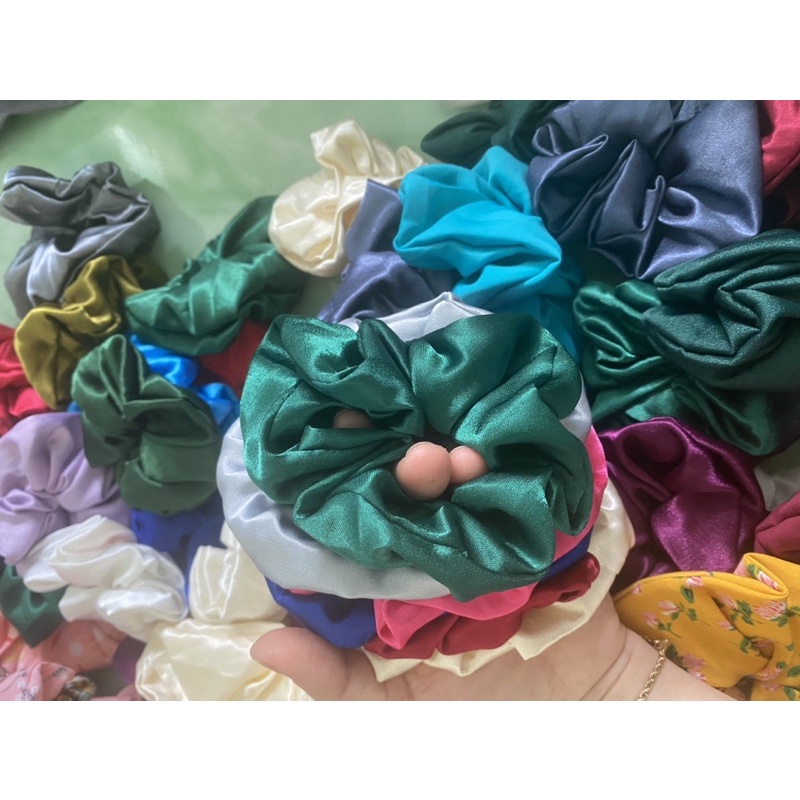 Cột Tóc Vải Scrunchies Hoạ Tiết Hoa Phong Cách Vintage