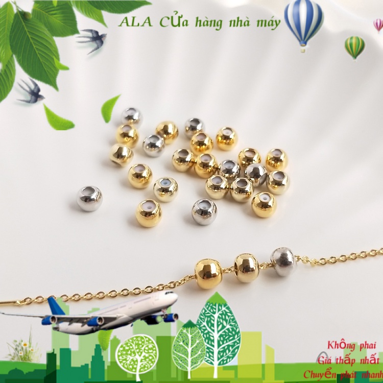 💖Trang sức DIY phụ kiện💖Vàng nhạt 14K Vàng 18K Ruy băng vàng Silicone Ball Plunger Chuỗi hạt điều chỉnh Hạt làm bằng tay Vòng cổ trang sức Phụ kiện trang sức [Hạt / hạt tròn / hạt có nhiều hình dạng khác nhau]