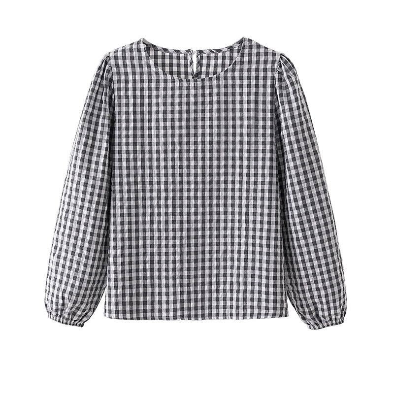 Linki ✈ Áo Sơ Mi Caro Tay Dài Kiểu Dáng Đơn Giản Cho Nữ