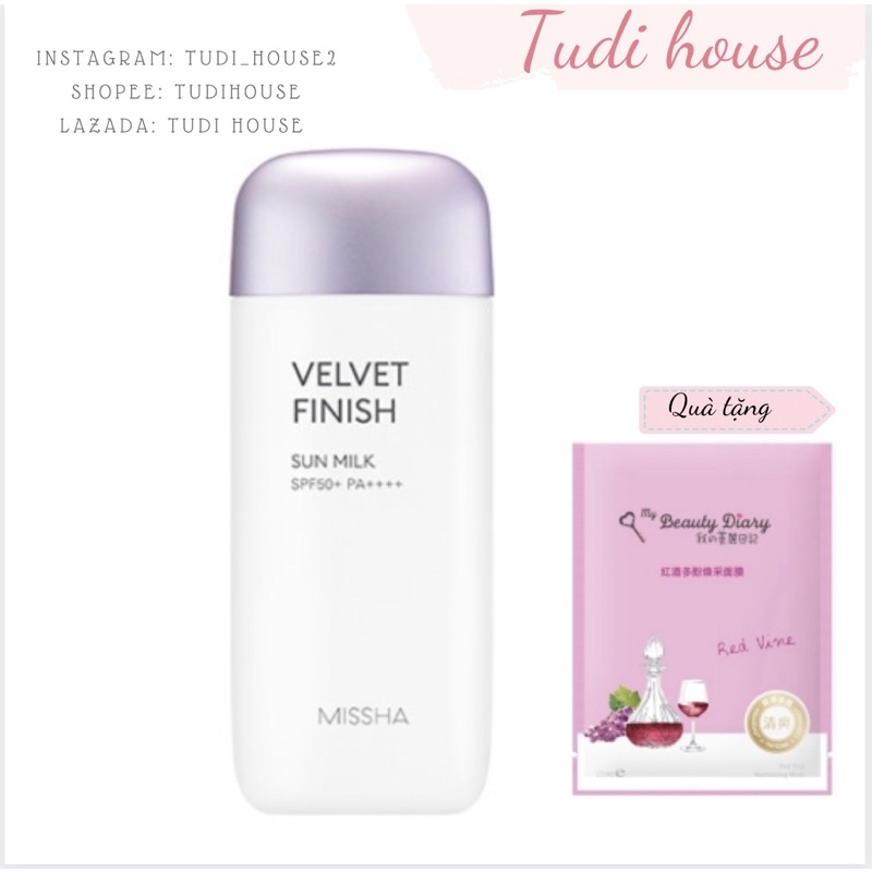 Kem chống nắng Missha All-Around Safe Block Velvet Finish Sun Milk SPF50+/PA++++