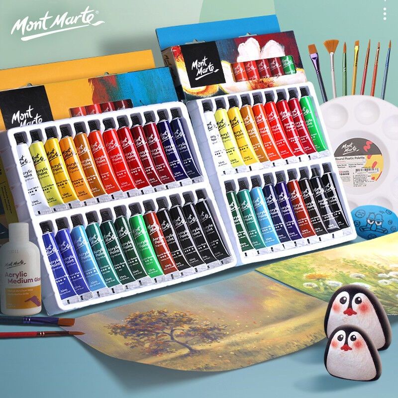 Bộ Màu Acrylic Mont Marte 12/18/24 Màu x 12ml -  Acrylic Paints Signature - PMHS0026/PMHS0033/PMHS0034