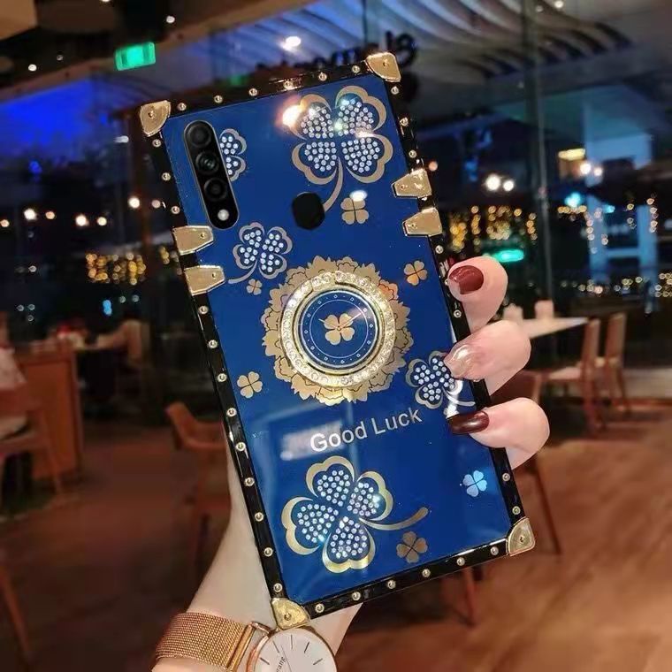 Ốp Điện Thoại Hình Vuông Lấp Lánh Kèm Giá Đỡ Nhẫn Cho Xiaomi Redmi Note 8 note9 note10 redmi9 9a 9C