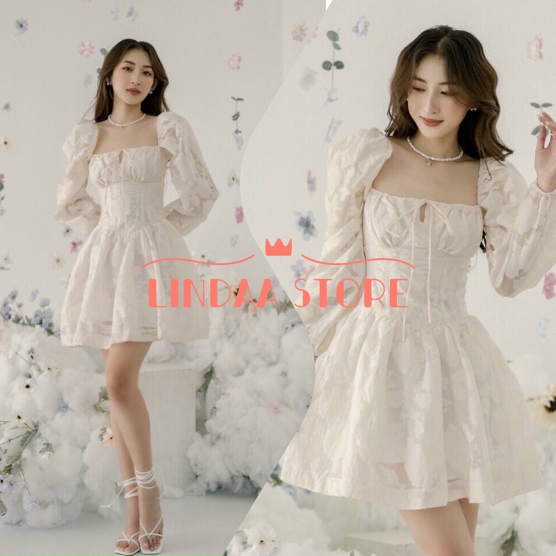 ĐẦM DỰ TIỆC REN HOA TAY DÀI TIỂU THƯ HOSIO DRESS