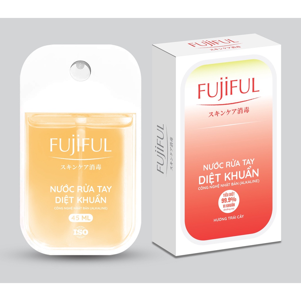 Hộp 12 chai nước Rửa Tay Fujiful Diệt Khuẩn Dưỡng Da 45ml - Công nghệ Nhật Bản FUJIWA [CHÍNH HÃNG Nhà Sản Xuất]