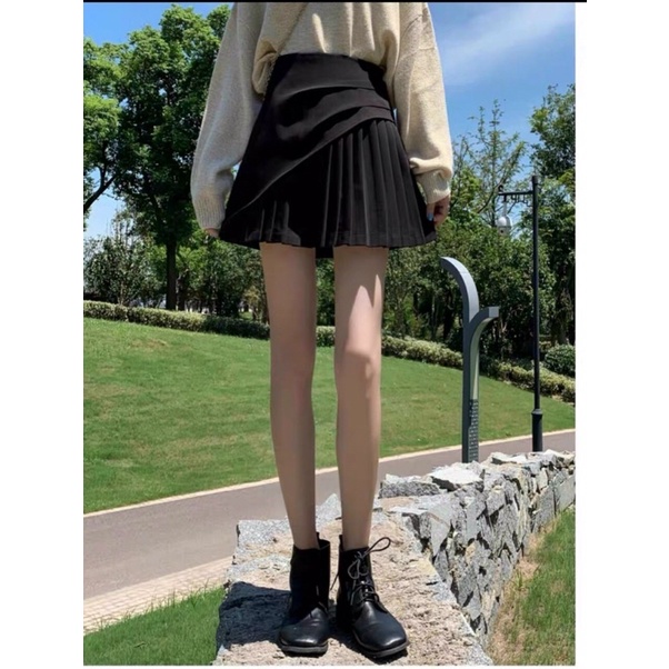 [Shop bigsize nữ] Chân váy xếp li bigsize lưng cao khoá kéo, chất tuyết mưa dày dặn 60-90kg size L-XL-XXL