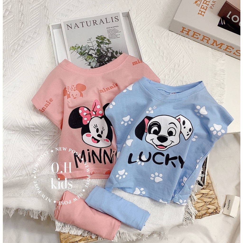 Bộ cotton hoạt hình thú cưng cho bé