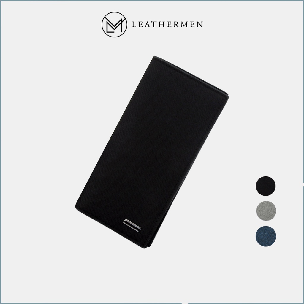 Ví da nam dáng dài nhiều ngăn nhỏ gọn cao cấp, bóp nam chất liệu canvas có khóa bấm v1126