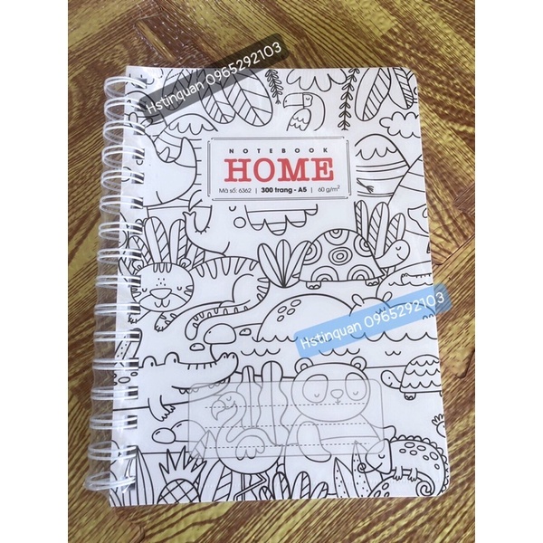 Sổ Lò Xo A5 Home bìa cứng trơn bóng 300 Trang, Sổ Lò Xo Cầm Tay A5 300 Trang