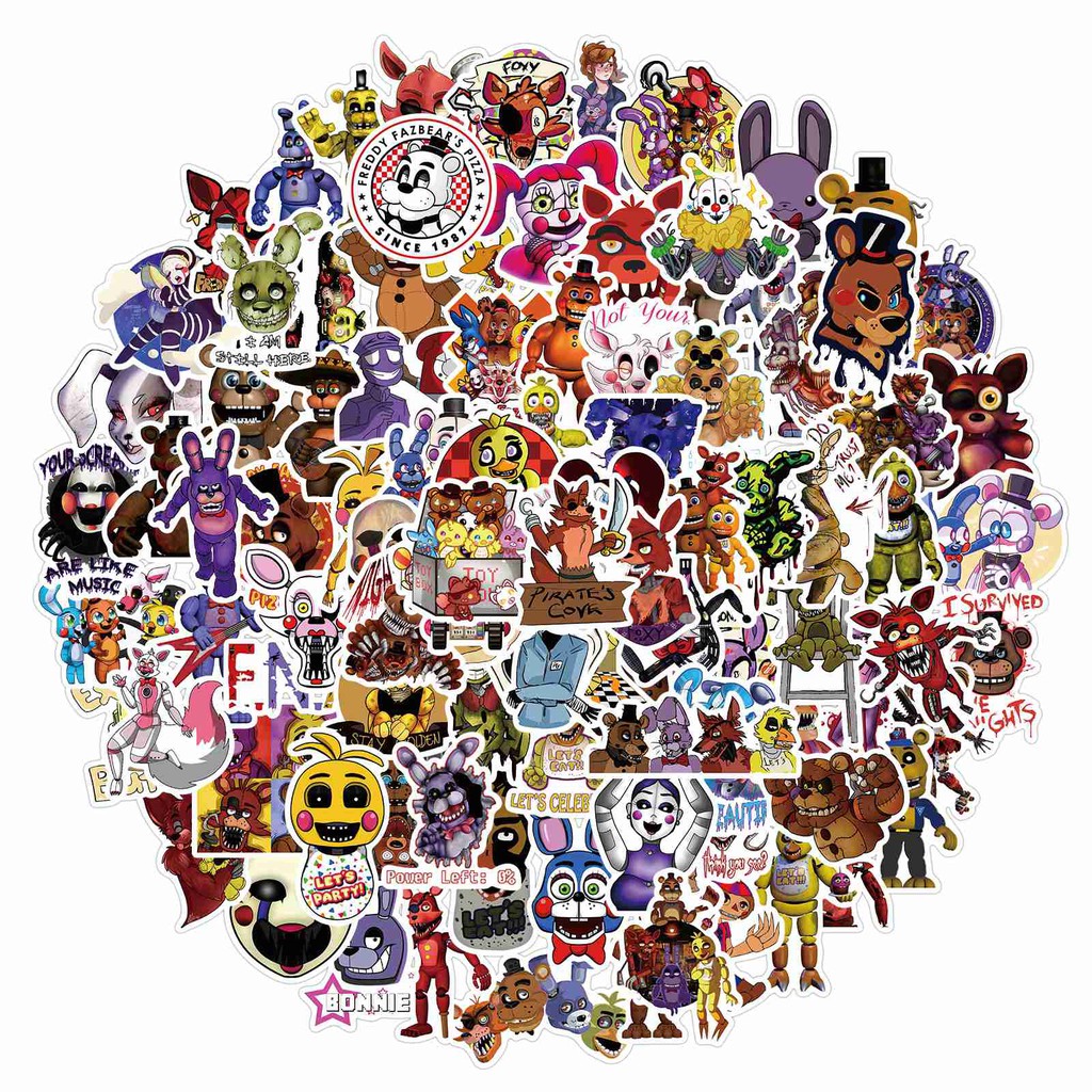 Bộ 100 Miếng Dán Sticker Five Nights At Freddy 's Trang Trí Đa Năng