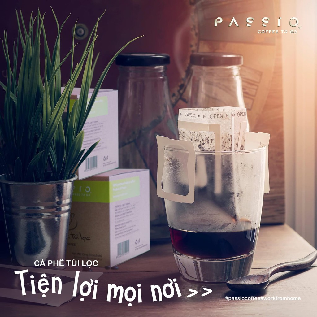 Cà phê túi lọc 100% nguyên chất rang mộc - Passio Coffee (1gói x 10g) | BigBuy360 - bigbuy360.vn